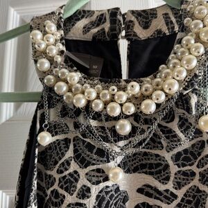 Muse Black and White Dress with Pearl Accents